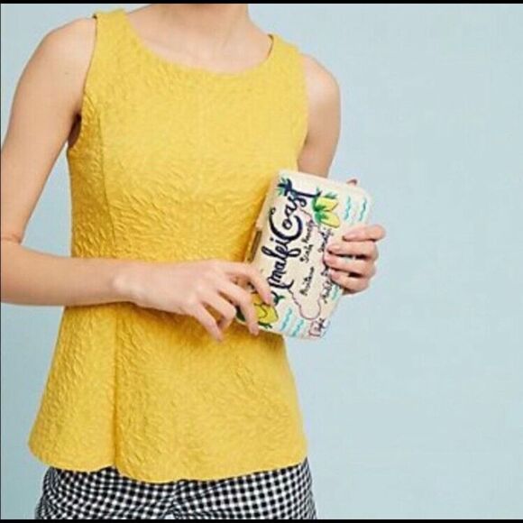 Anthropologie Tops - Anthropologie Seamed + Textured yellow tank